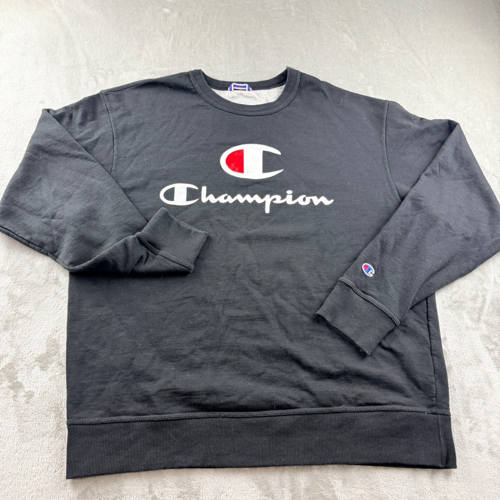 Champion Women's XL Authentic Athleticwear Crewneck Sweatshirt Black GF88H BKC